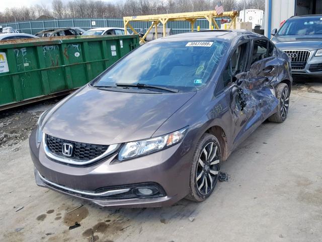 19XFB2F97FE216126 - 2015 HONDA CIVIC EXL GRAY photo 2