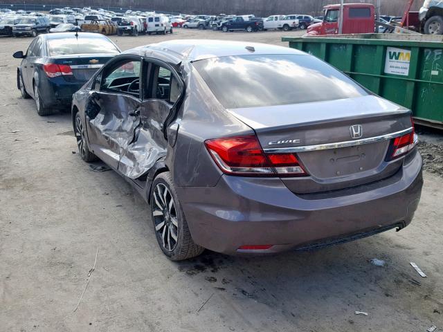 19XFB2F97FE216126 - 2015 HONDA CIVIC EXL GRAY photo 3