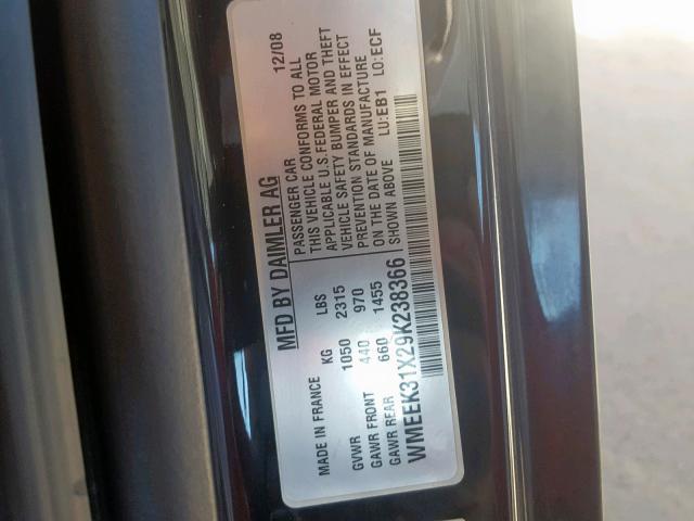 WMEEK31X29K238366 - 2009 SMART FORTWO PAS 双色 照片 10