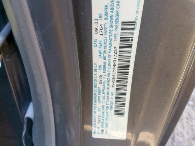 3VWCM31Y44M317237 - 2004 VOLKSWAGEN NEW BEETLE Grafit foto 10