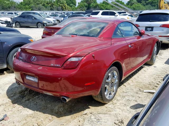 JTHFN45Y379015923 - 2007 LEXUS SC 430 RED photo 4