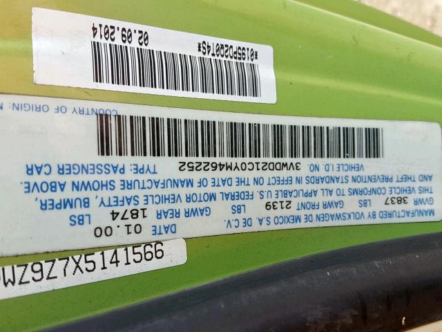 3VWDD21C0YM462252 - 2000 VOLKSWAGEN NEW BEETLE მწვანე ფოტო 10