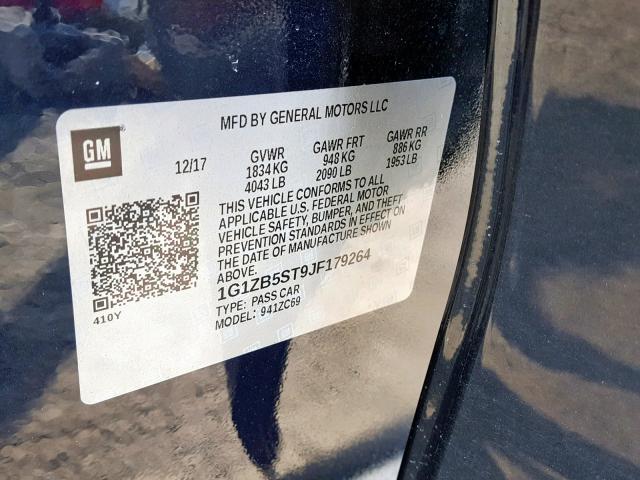 1G1ZB5ST9JF179264 - 2018 CHEVROLET MALIBU LS ლურჯი ფოტო 10