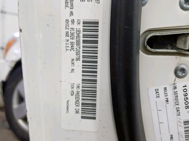 1B3HB28B87D268796 - 2007 DODGE CALIBER WHITE photo 10