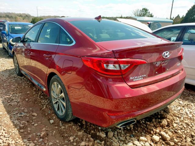 5NPE34AF2FH124449 - 2015 HYUNDAI SONATA SPO RED photo 3