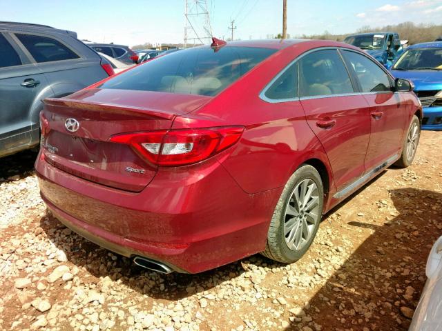 5NPE34AF2FH124449 - 2015 HYUNDAI SONATA SPO RED photo 4