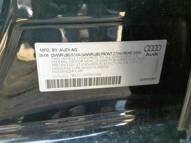 WAUGL78EX7A096588 - 2007 AUDI NEW S4 QUA BLACK photo 10