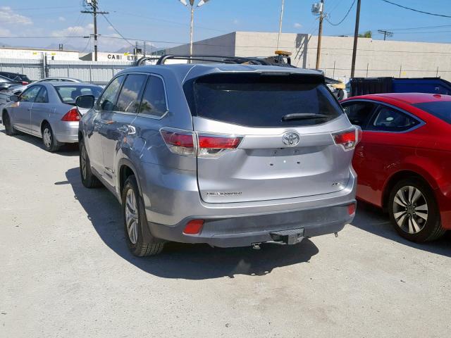 5TDBKRFH9ES042658 - 2014 TOYOTA HIGHLANDER SILVER photo 3