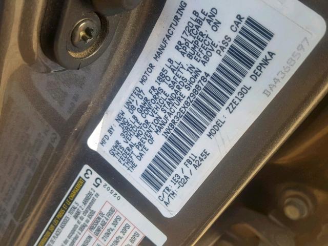 1NXBR32EX8Z988784 - 2008 TOYOTA COROLLA SE GRAY photo 10