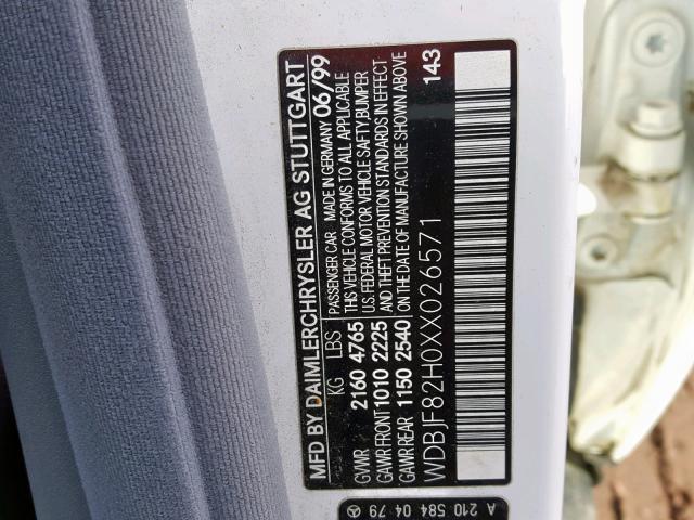 WDBJF82H0XX026571 - 1999 MERCEDES-BENZ E 320 4MAT WHITE photo 10