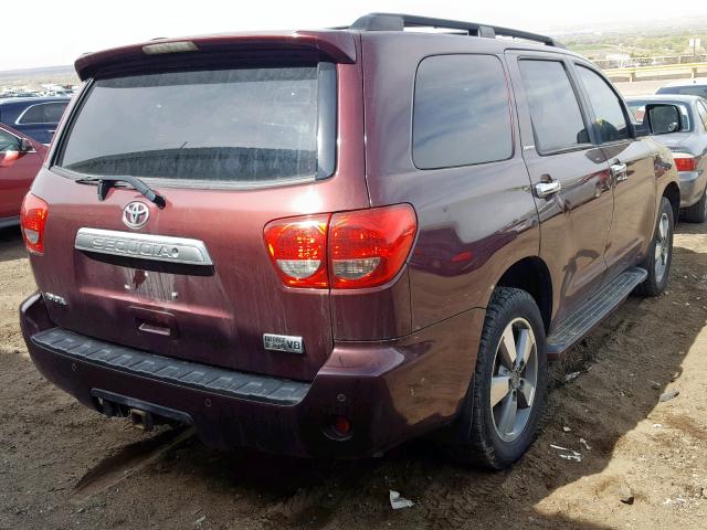 5TDBY68A28S006196 - 2008 TOYOTA SEQUOIA LI BURGUNDY photo 4