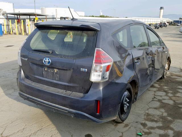 JTDZN3EU8FJ020604 - 2015 TOYOTA PRIUS V GRAY photo 4