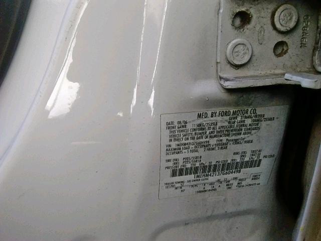 1MEHM42137G604498 - 2007 MERCURY MONTEGO PR თეთრი ფოტო 10