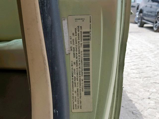 3VWPW31C68M507370 - 2008 VOLKSWAGEN NEW BEETLE მწვანე ფოტო 10