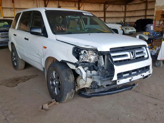 5FNYF28107B045655 - 2007 HONDA PILOT LX WHITE photo 1