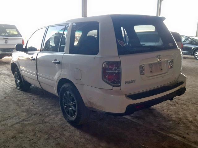 5FNYF28107B045655 - 2007 HONDA PILOT LX WHITE photo 3