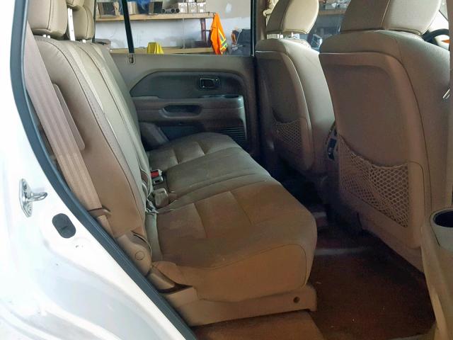 5FNYF28107B045655 - 2007 HONDA PILOT LX WHITE photo 6