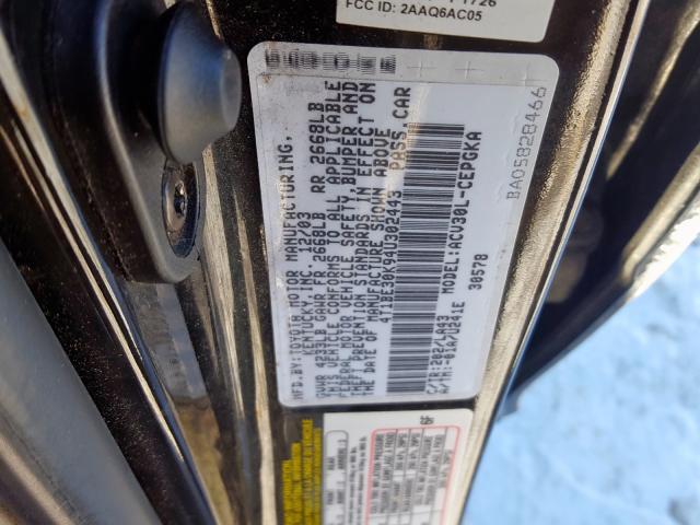 4T1BE30K94U302443 - 2004 TOYOTA CAMRY LE  photo 10