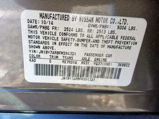 JN1BV7AR8FM394321 - 2015 INFINITI Q50 BASE SILVER photo 10