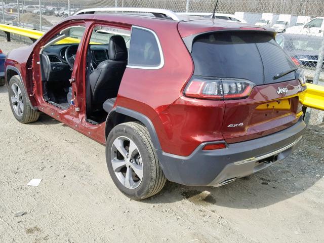 1C4PJMDX7KD113059 - 2019 JEEP CHEROKEE L MAROON photo 3