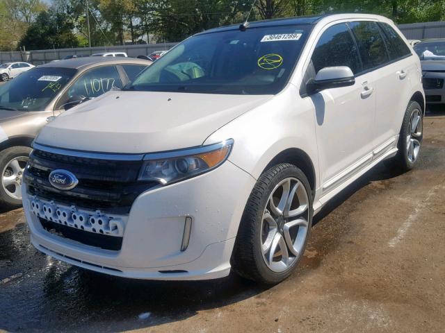 2FMDK3AK6EBA01992 - 2014 FORD EDGE SPORT WHITE photo 2