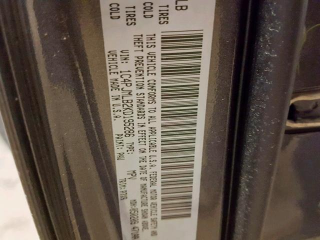 1C4PJMLB2KD195286 - 2019 JEEP CHEROKEE L GRAY photo 10