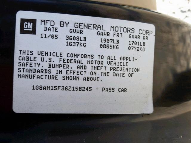 1G8AM15F36Z158245 - 2006 SATURN ION LEVEL BLUE photo 10