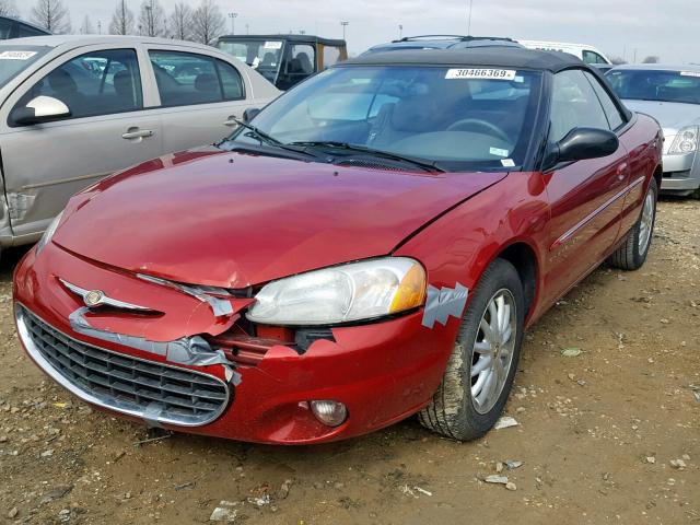 1C3EL55U81N624515 - 2001 CHRYSLER SEBRING LX RED photo 2