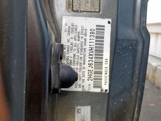 2HGEJ634XVH111390 - 1997 HONDA CIVIC DX GRAY photo 10