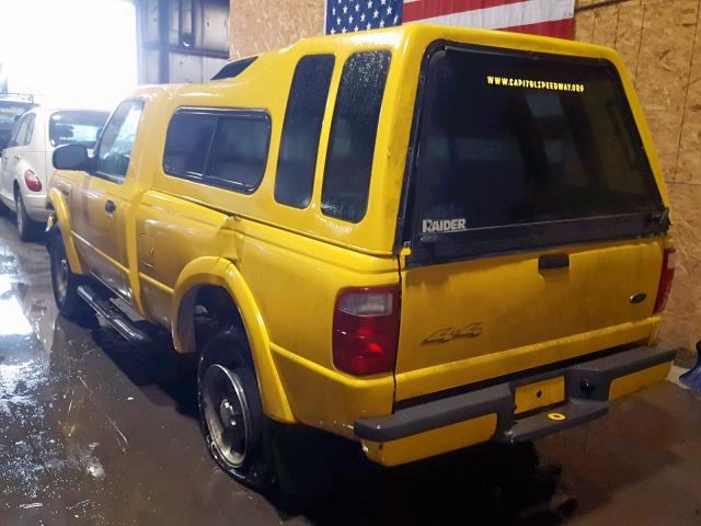 1FTYR11U42PA43685 - 2002 FORD RANGER YELLOW photo 3