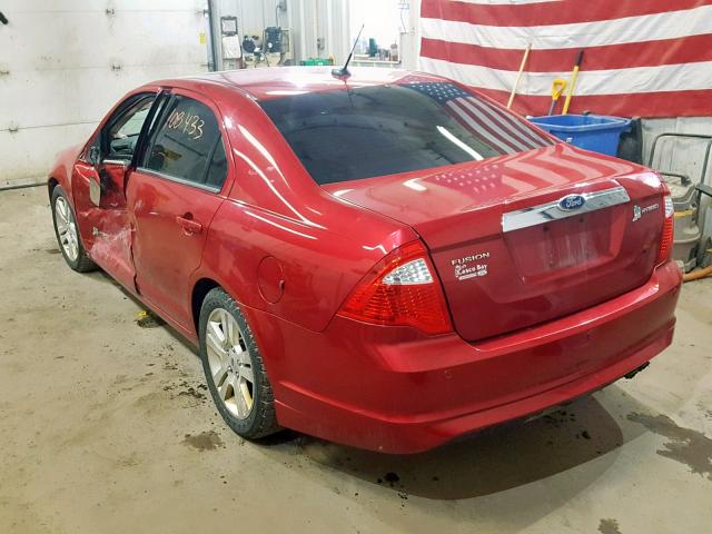 3FADP0L30CR160375 - 2012 FORD FUSION HYB RED photo 3