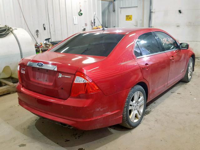 3FADP0L30CR160375 - 2012 FORD FUSION HYB RED photo 4