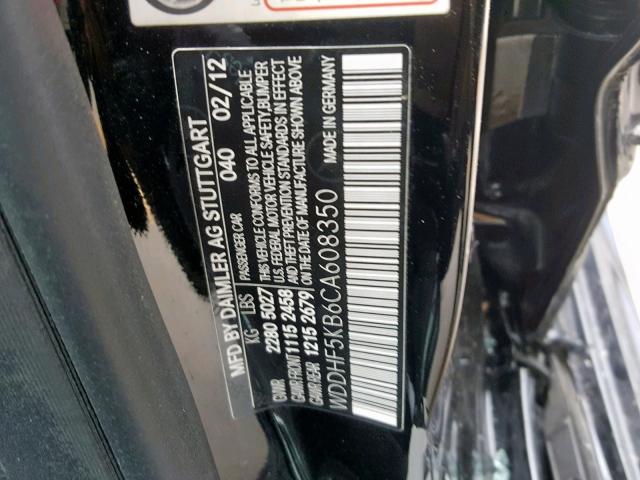 WDDHF5KB6CA608350 - 2012 MERCEDES-BENZ E 350 BLACK photo 10