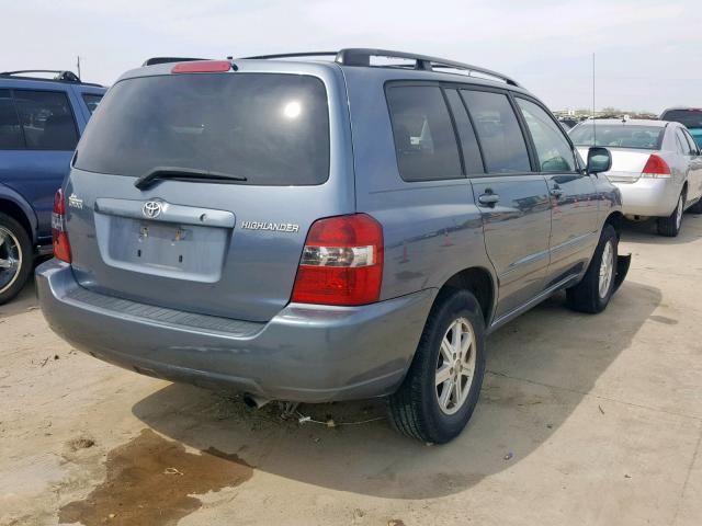 JTEGD21A450125088 - 2005 TOYOTA HIGHLANDER BLUE photo 4