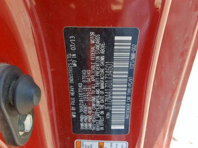 JF1ZNAA17D1734601 - 2013 TOYOTA SCION FR-S RED photo 10