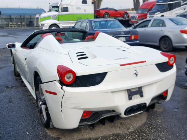 ZFF68NHA2D0189397 - 2013 FERRARI 458 SPIDER WHITE photo 3