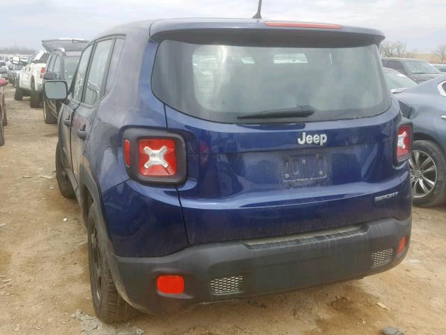 ZACCJAAB3HPF91463 - 2017 JEEP RENEGADE S BLUE photo 3