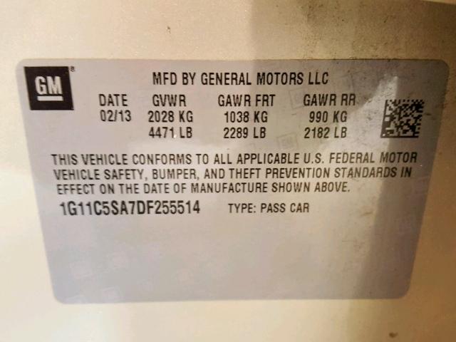 1G11C5SA7DF255514 - 2013 CHEVROLET MALIBU 1LT 金色 照片 10