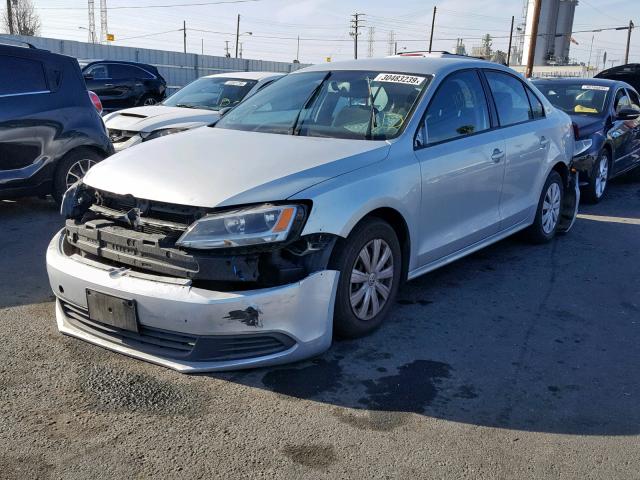 3VW2K7AJ7BM307472 - 2011 VOLKSWAGEN JETTA BASE SILVER photo 2