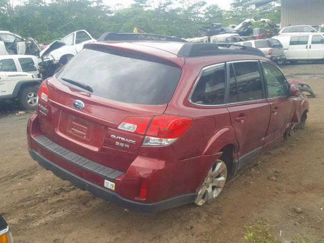 4S4BRECC2B2368894 - 2011 SUBARU OUTBACK 3. RED photo 4