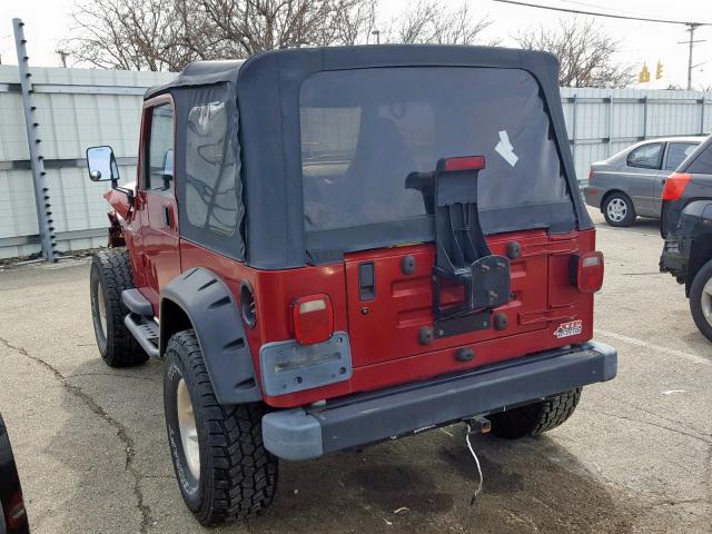 1J4FY19S6XP402467 - 1999 JEEP WRANGLER / RED photo 3