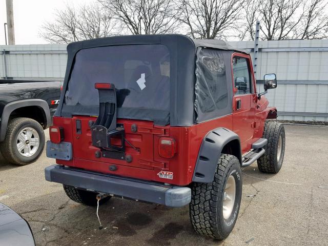 1J4FY19S6XP402467 - 1999 JEEP WRANGLER / RED photo 4