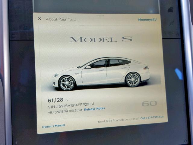 5YJSA1S14EFP29161 - 2014 TESLA MODEL S WHITE photo 8