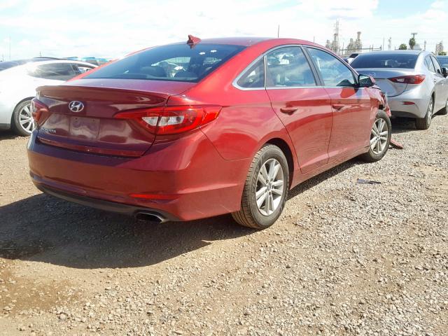 5NPE24AF9FH048473 - 2015 HYUNDAI SONATA SE BURGUNDY photo 4