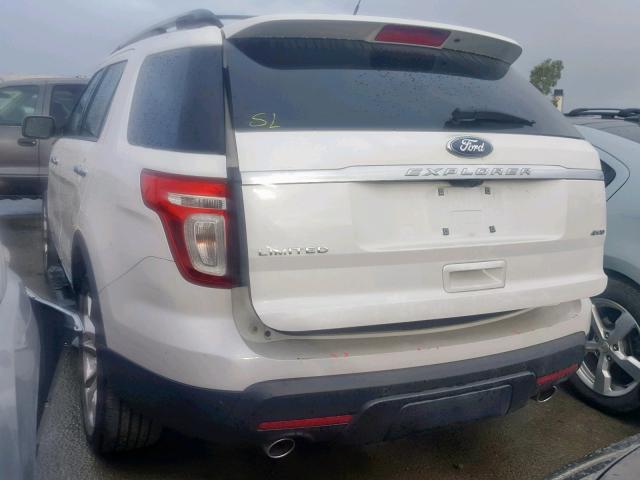 1FM5K8F88DGC30051 - 2013 FORD EXPLORER L WHITE photo 3