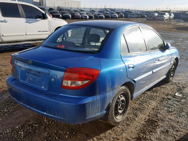 KNADC125956355726 - 2005 KIA RIO BLUE photo 4