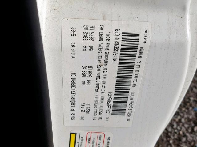 1C3EL55R76N284454 - 2006 CHRYSLER SEBRING TO WHITE photo 10