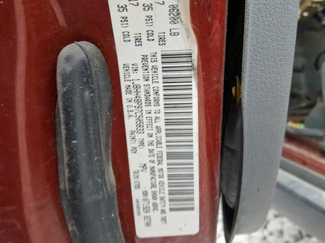 1J8HH48P97C505833 - 2007 JEEP COMMANDER BURGUNDY photo 10