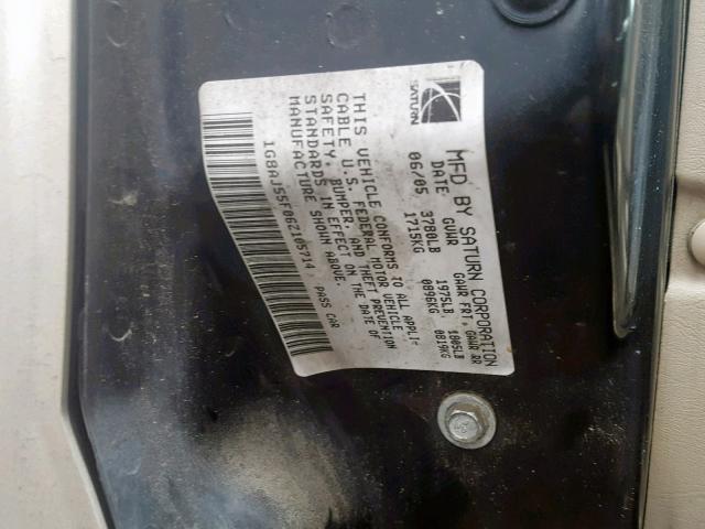 1G8AJ55F06Z105714 - 2006 SATURN ION LEVEL GOLD photo 10