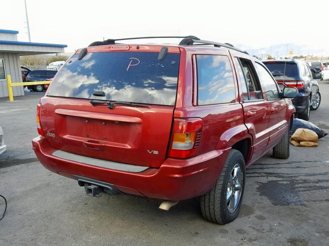 1J8GX58N94C167199 - 2004 JEEP GRAND CHER RED photo 4